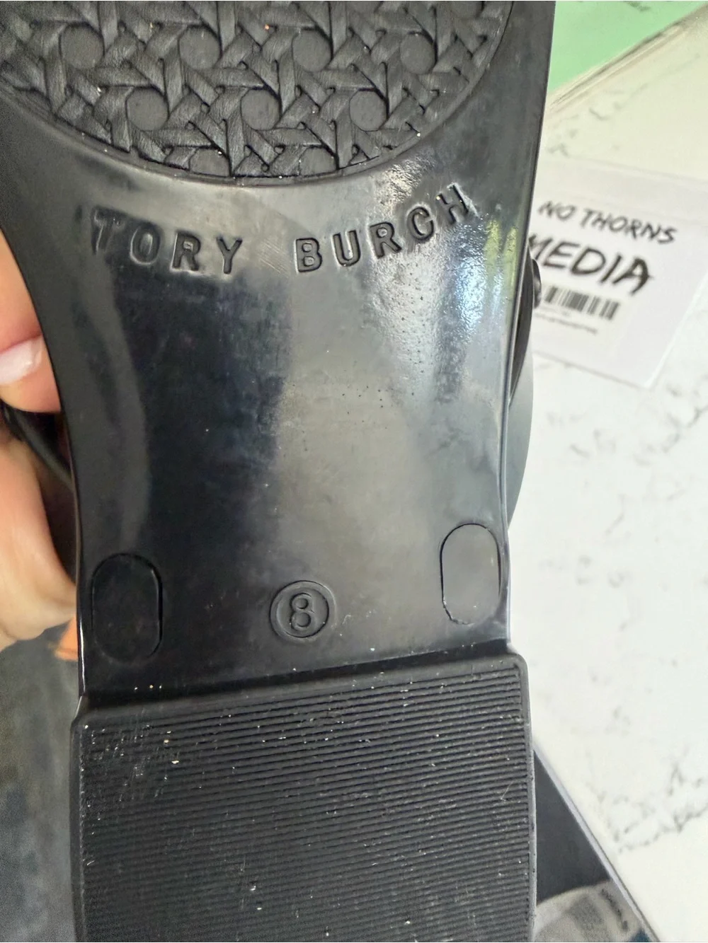 Tory Burch Black Studded Jelly Flip Flops